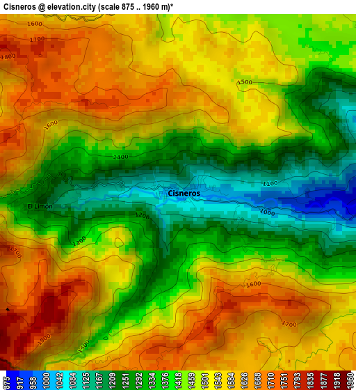 Cisneros elevation map