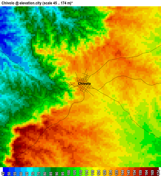 Chivolo elevation map
