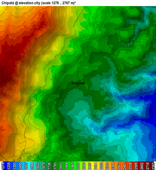 Chipatá elevation map