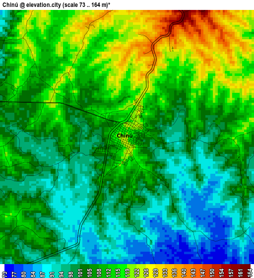 Chinú elevation map