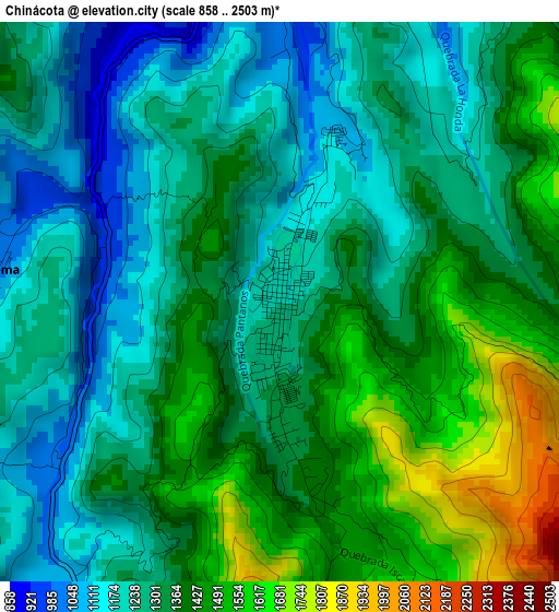 Chinácota elevation map