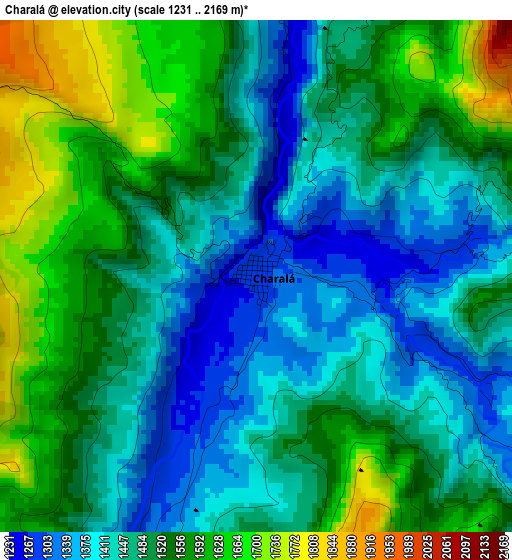 Charalá elevation map