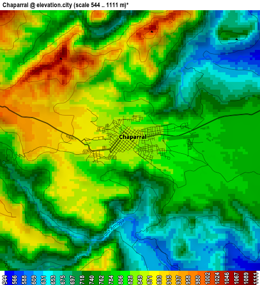 Chaparral elevation map