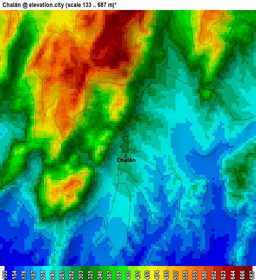 Chalán elevation map