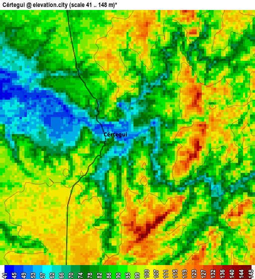 Cértegui elevation map