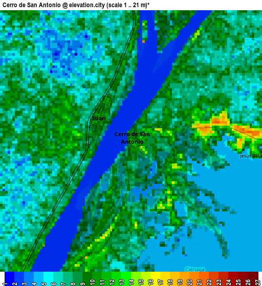 Cerro de San Antonio elevation map
