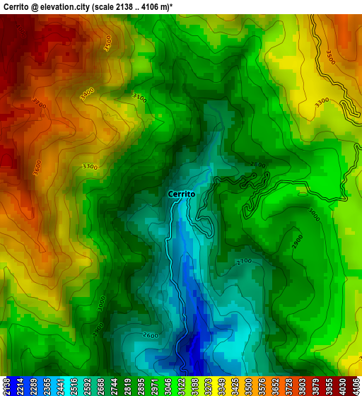 Cerrito elevation map