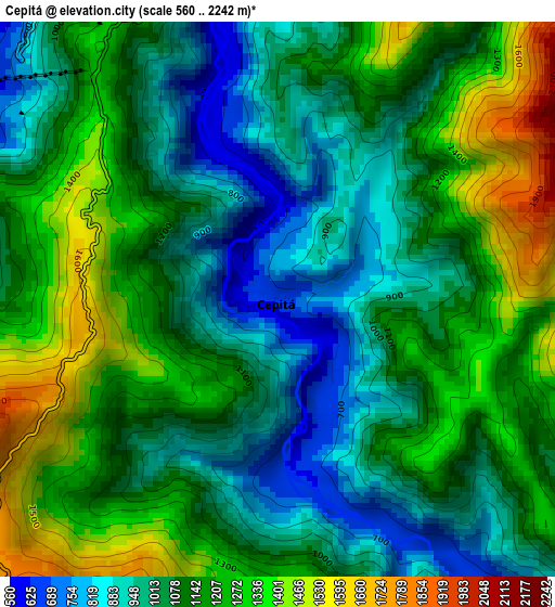 Cepitá elevation map