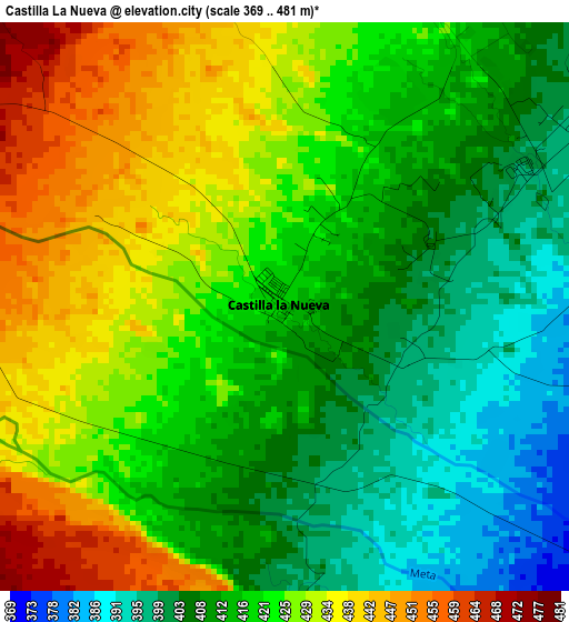 Castilla La Nueva elevation map