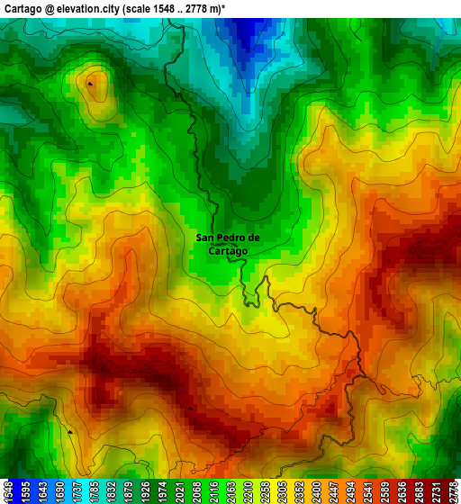 Cartago elevation map