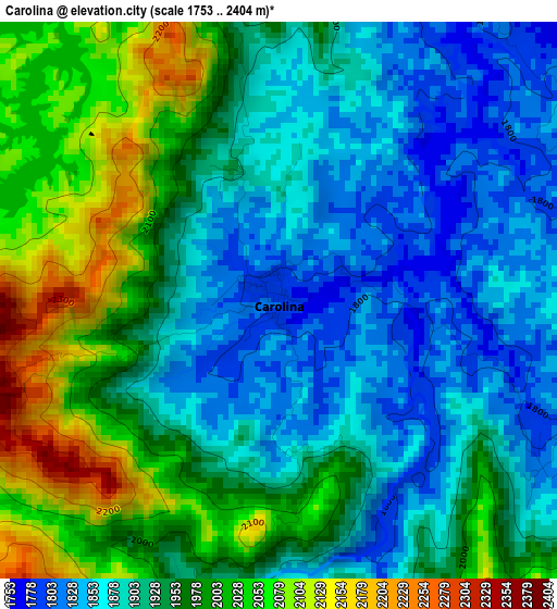 Carolina elevation map