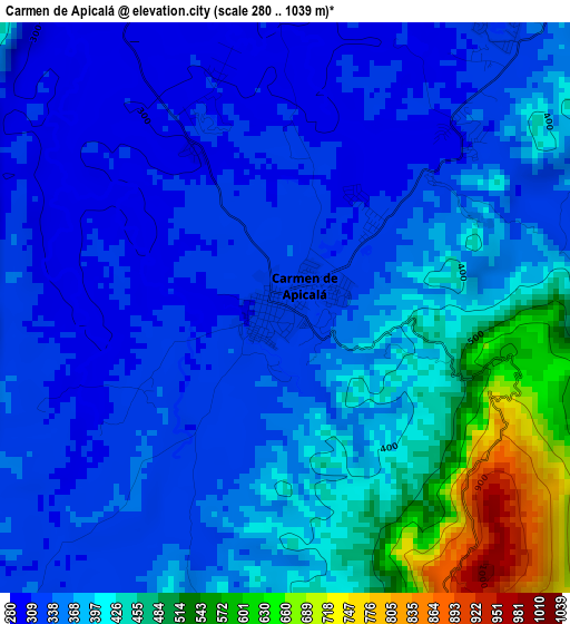 Carmen de Apicalá elevation map