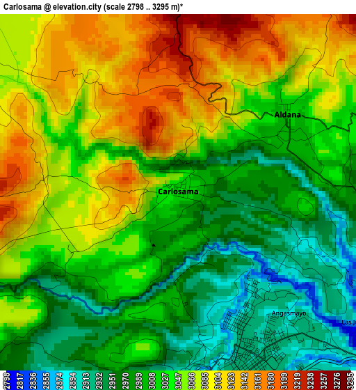 Carlosama elevation map