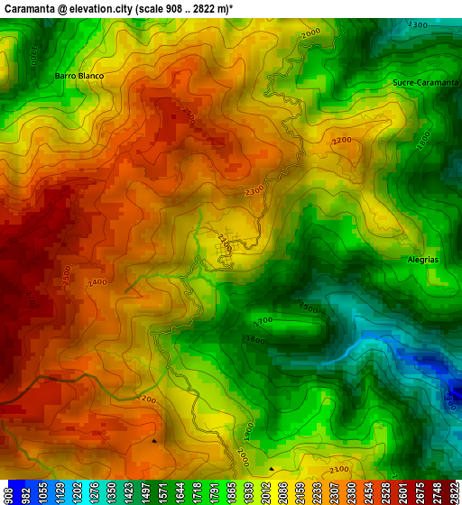 Caramanta elevation map