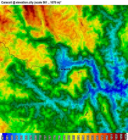 Caracolí elevation map