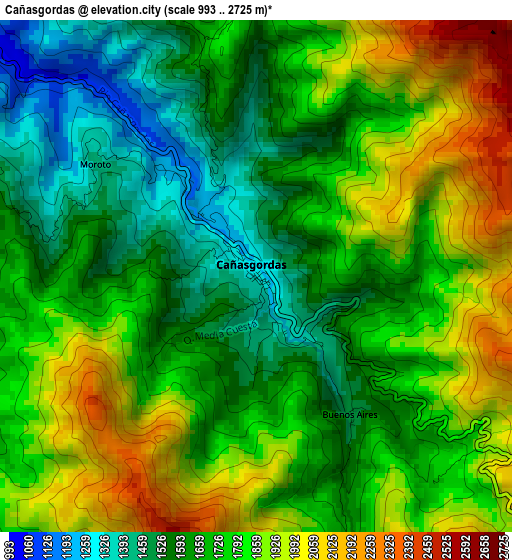 Cañasgordas elevation map