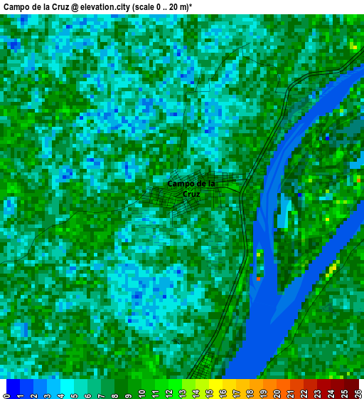 Campo de la Cruz elevation map