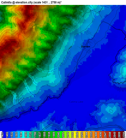 Calimita elevation map