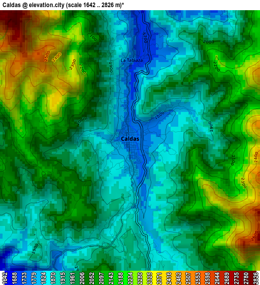 Caldas elevation map