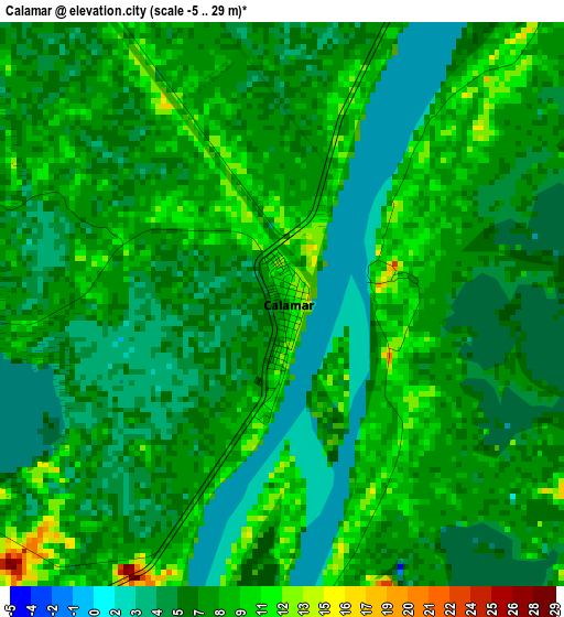 Calamar elevation map