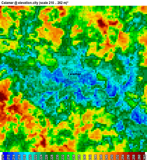 Calamar elevation map