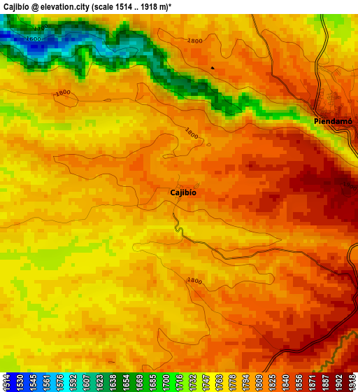 Cajibío elevation map