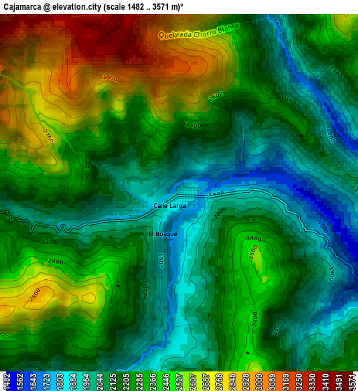 Cajamarca elevation map