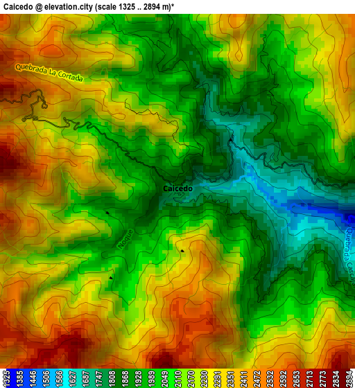 Caicedo elevation map