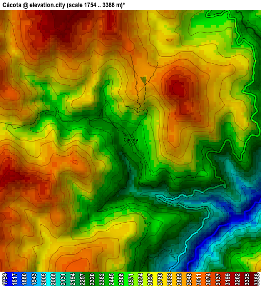 Cácota elevation map