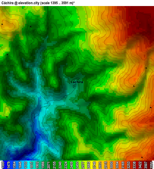 Cáchira elevation map