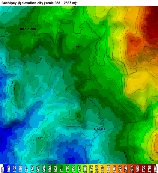 Cachipay elevation map