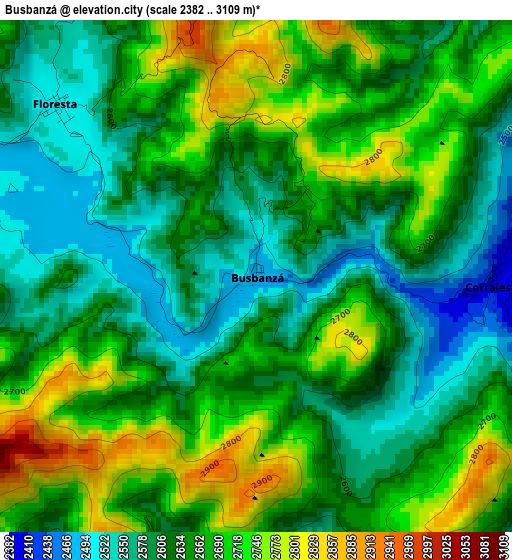 Busbanzá elevation map