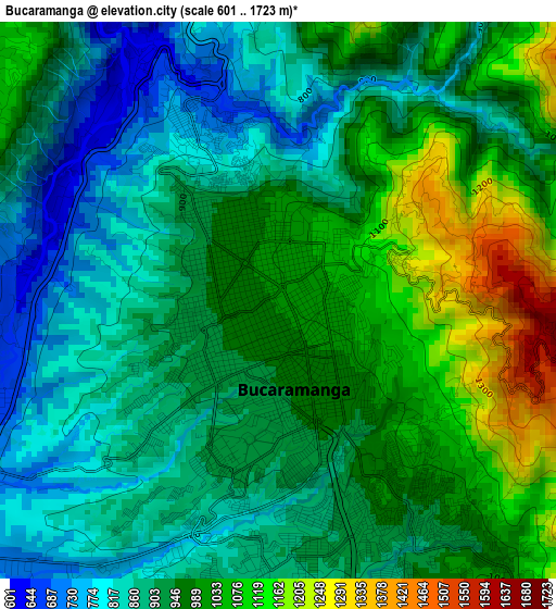 Bucaramanga elevation map
