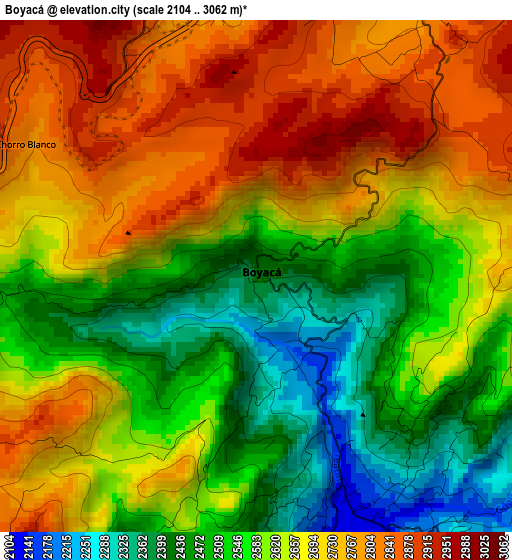 Boyacá elevation map