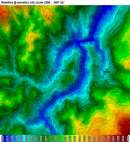 Betéitiva elevation map