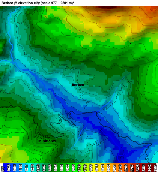 Berbeo elevation map