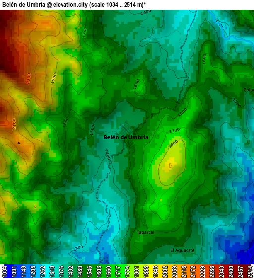 Belén de Umbría elevation map