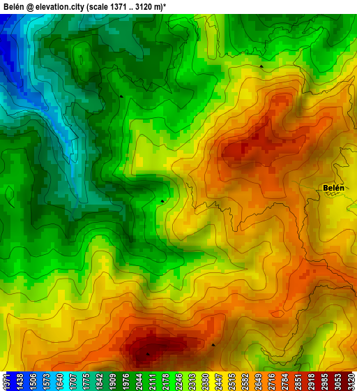 Belén elevation map