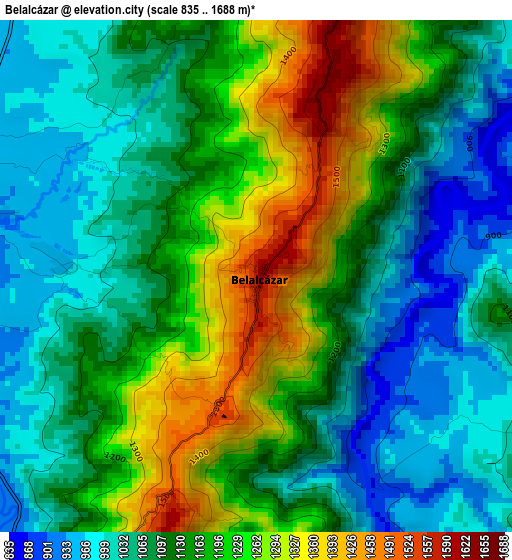 Belalcázar elevation map