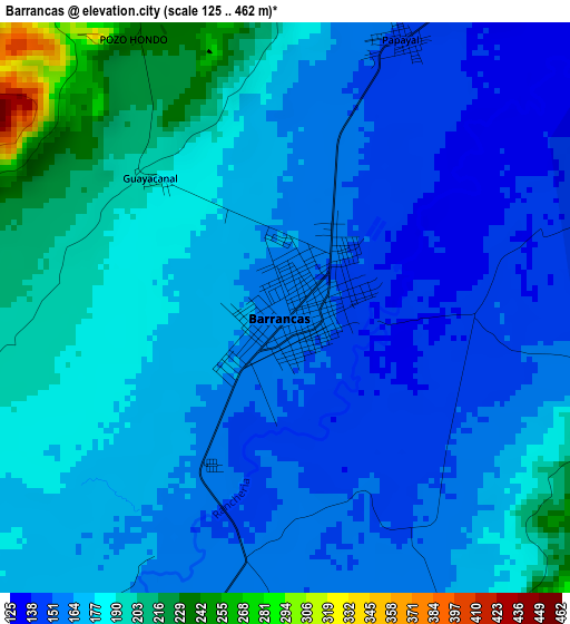 Barrancas elevation map