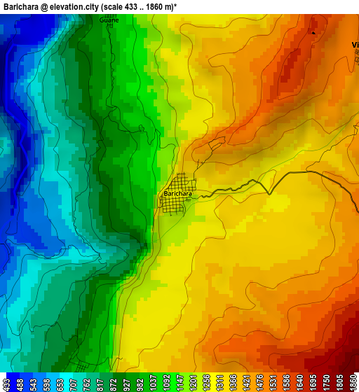 Barichara elevation map