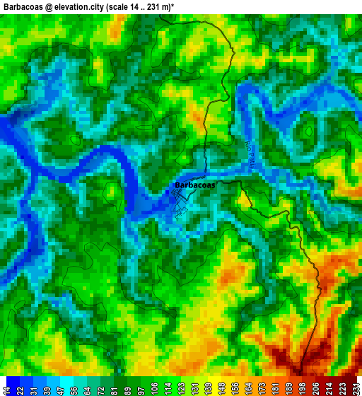 Barbacoas elevation map