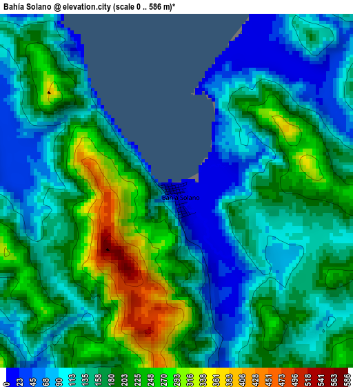 Bahía Solano elevation map