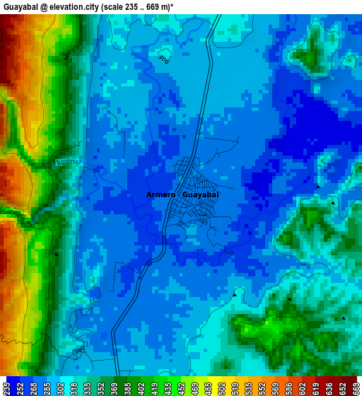 Guayabal elevation map