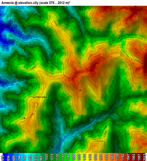 Armenia elevation map