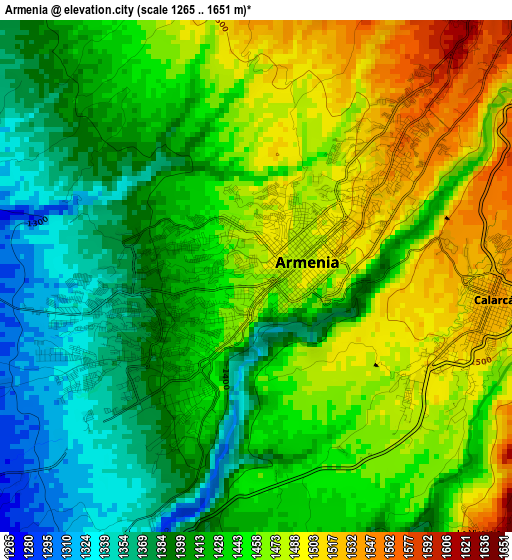 Armenia elevation map