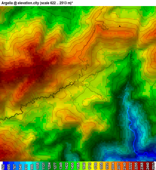 Argelia elevation map