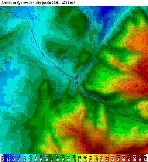 Arcabuco elevation map