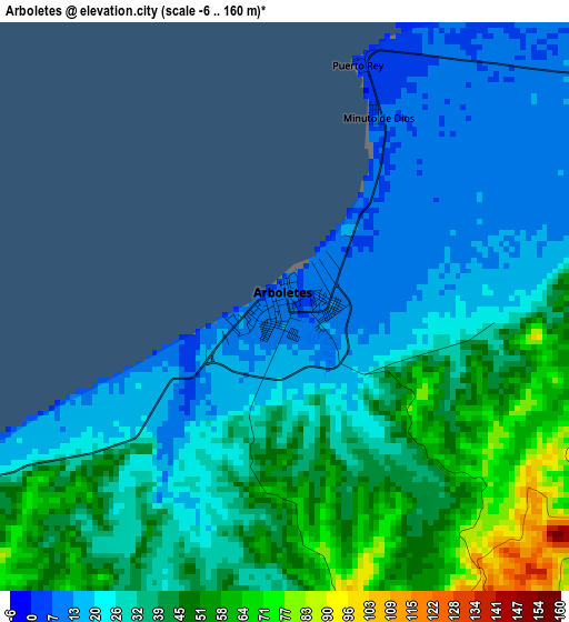 Arboletes elevation map