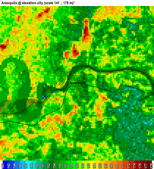 Arauquita elevation map